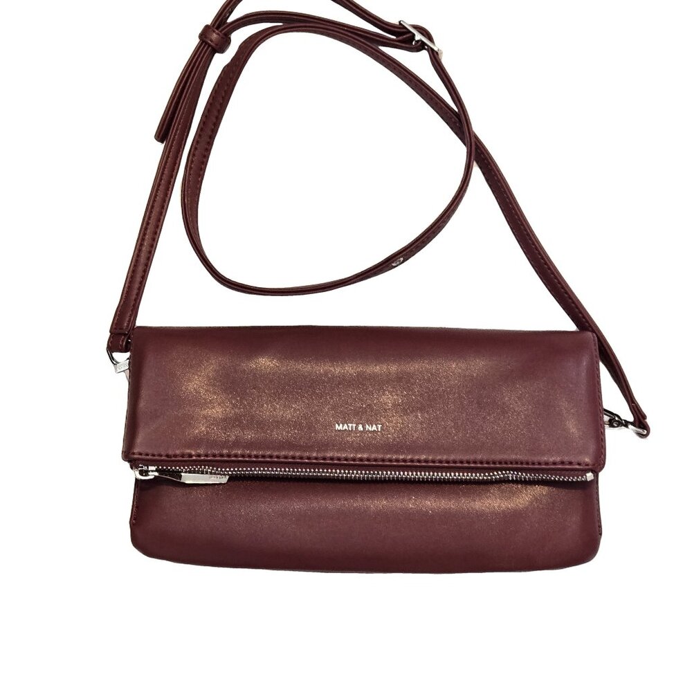 MATT & NAT Faux Leather Mauve Foldover Crossbody